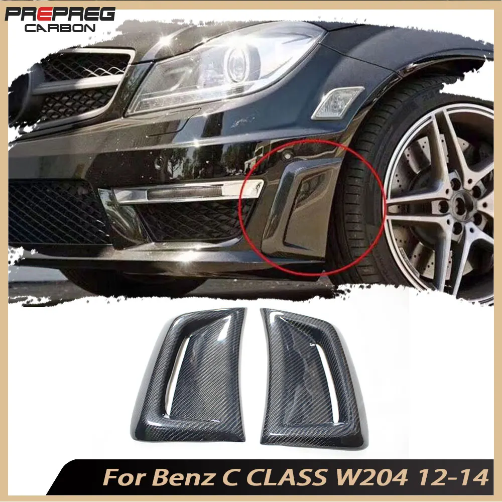 

for Benz C Class W204 C63 AMG 2012 2013 2014 Accessories Carbon Fiber Front Bumper Side Air Vents Trims Cover Stickers