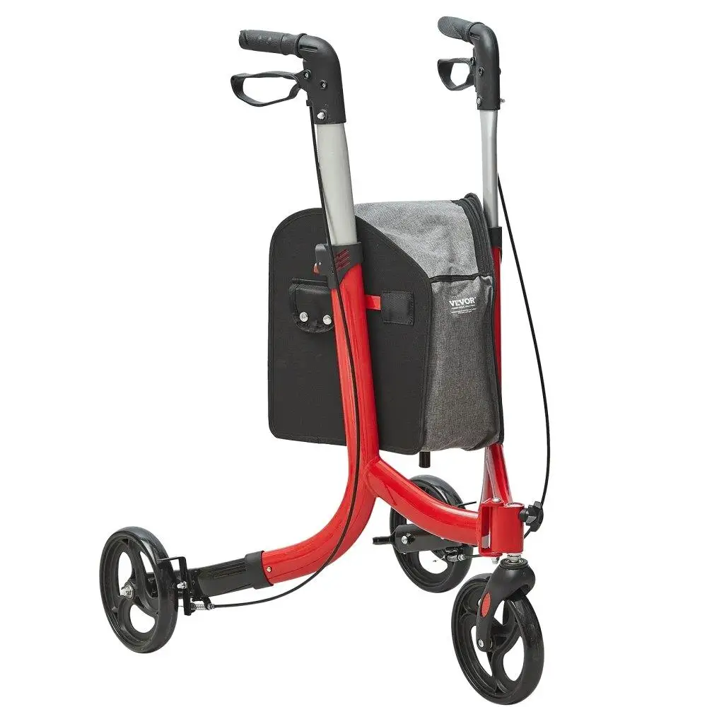 

3 Wheel Rollator Walker for seniors Lightweight Aluminum Foldable Design with Adjustable Handle Large Wheels Spacious Storage