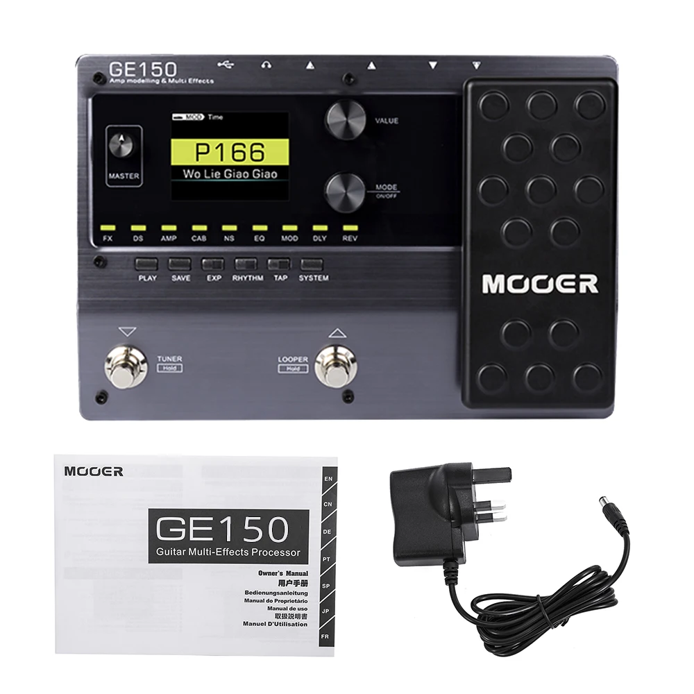 MOOER GE150 Gitaarpedaal Digitale Buizenversterker Modellering Gitaar Multi-effectpedaal 80s Looper 40 Drumritmes Gitaaraccessoires