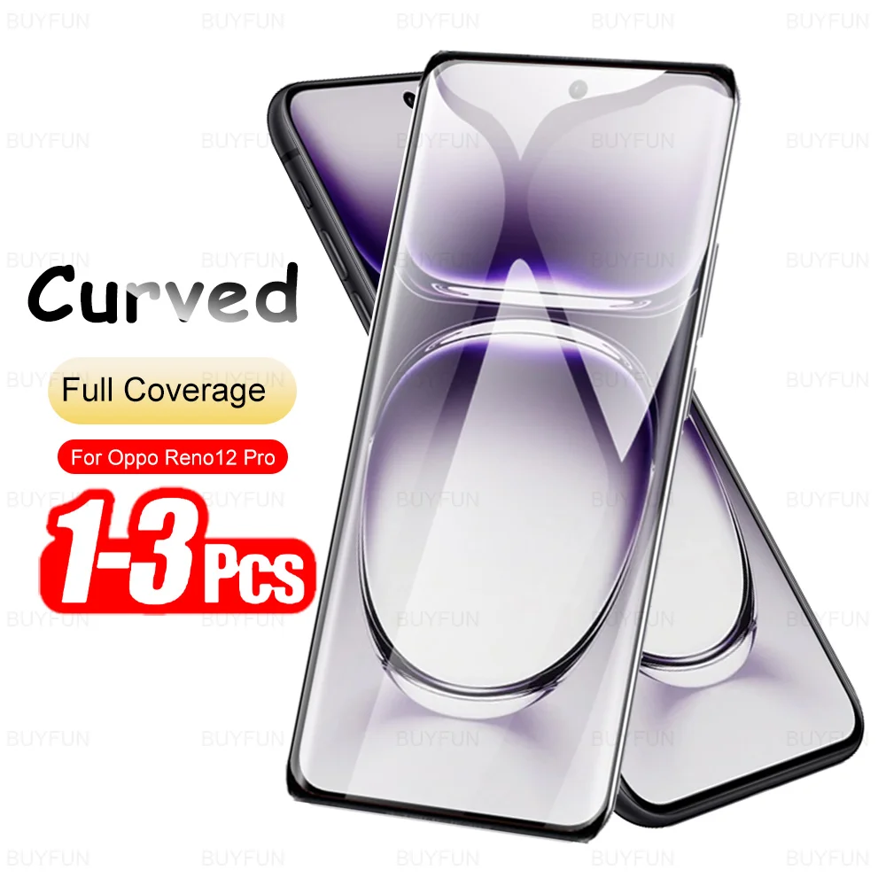 1-3Pcs 9H Curved Tempered Glass For Oppo Reno12 Pro 5G Screen Protector Appo Orro Reno 12 Reno12Pro OppoReno12 12Pro Global 2024