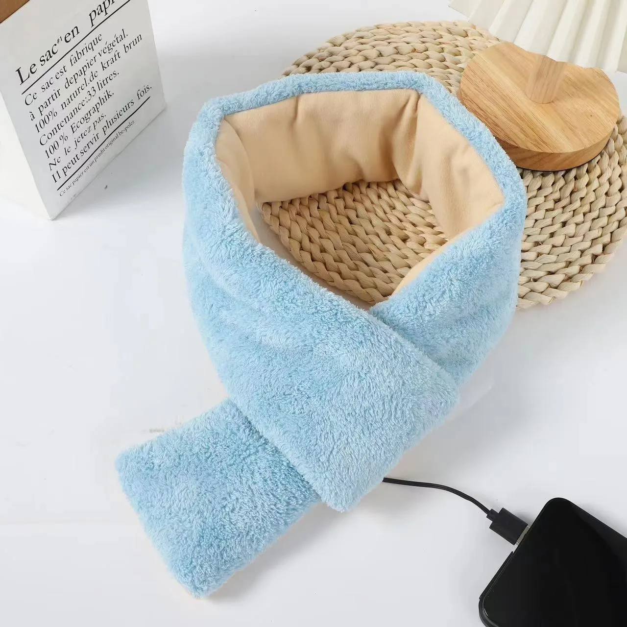 USB Women Men Heating Scarf Temperature Scarf 3 Gears Wrap Fleece Washable Electric Neck Warmer Winter Outdoor Camping Skiing
