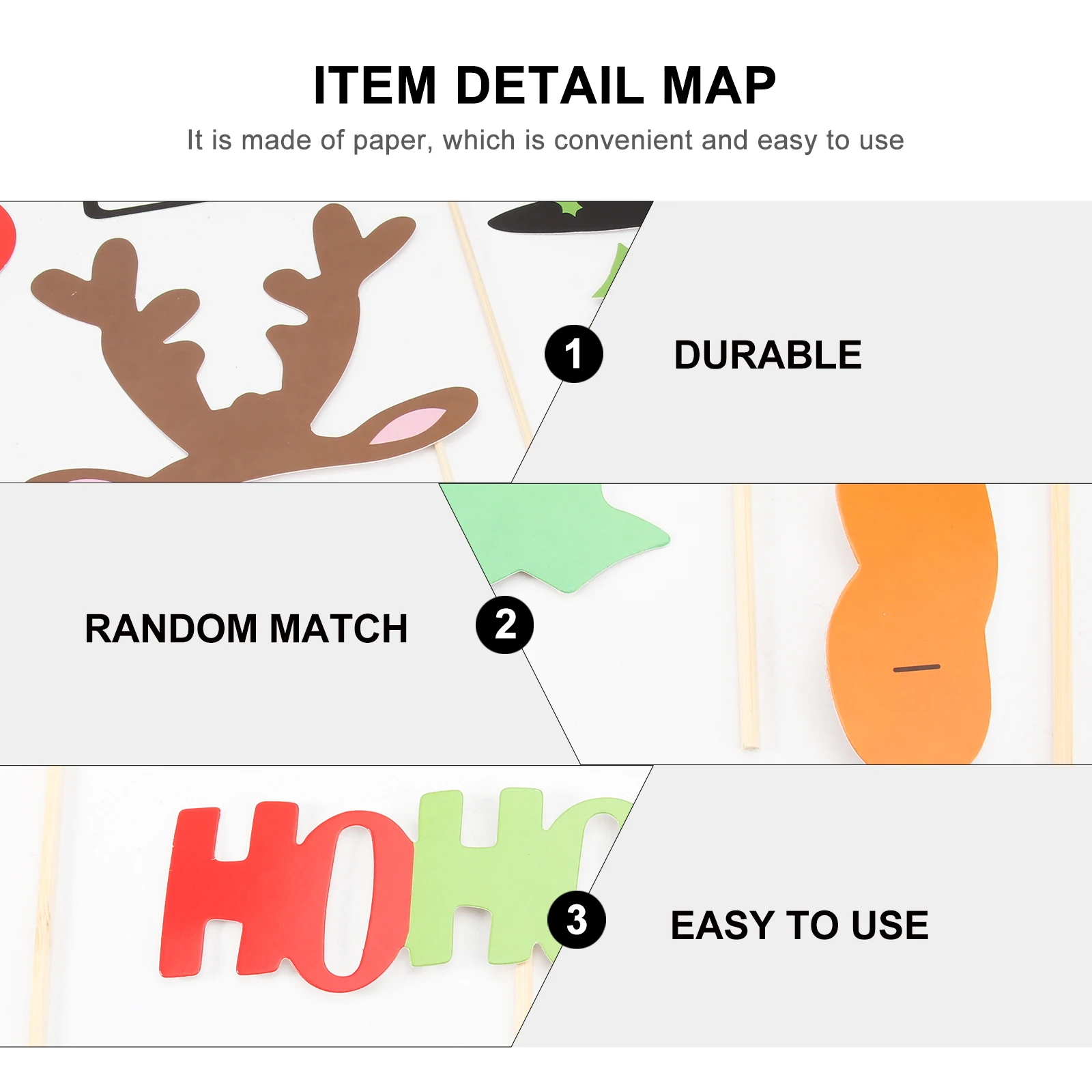 

50pcs Party Props Photo Booth Accessories Christmas Hat Glasses Lip Beard Bowknot Selfie Stick Supplies Photography DIY