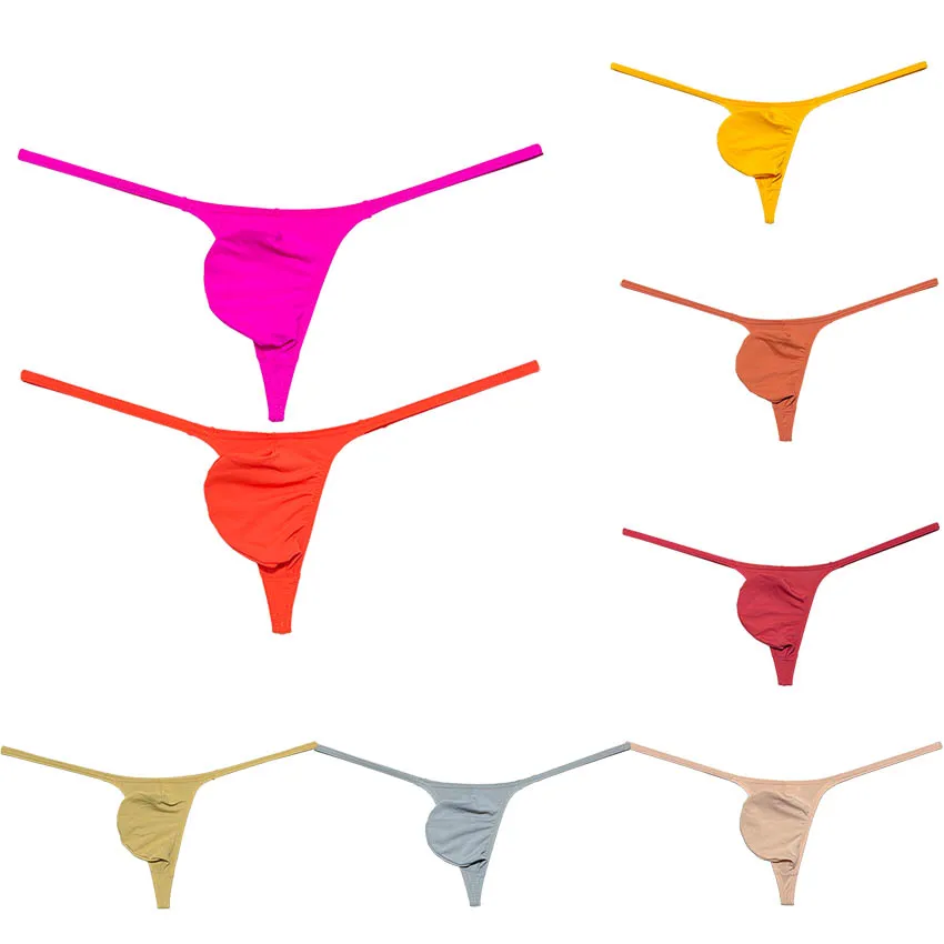 Men‘s Male Bulge Pouch T-back Bikini Panties Low-rise Elastic Panties Tanga String T-Back Underwear