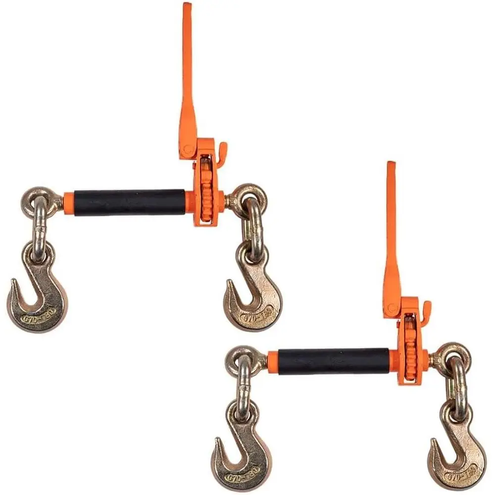 High-Visibility Orange 18,100 lbs WLL Ratchet Handle Load Binder with Grab Hook for Hauling and Securing Loads