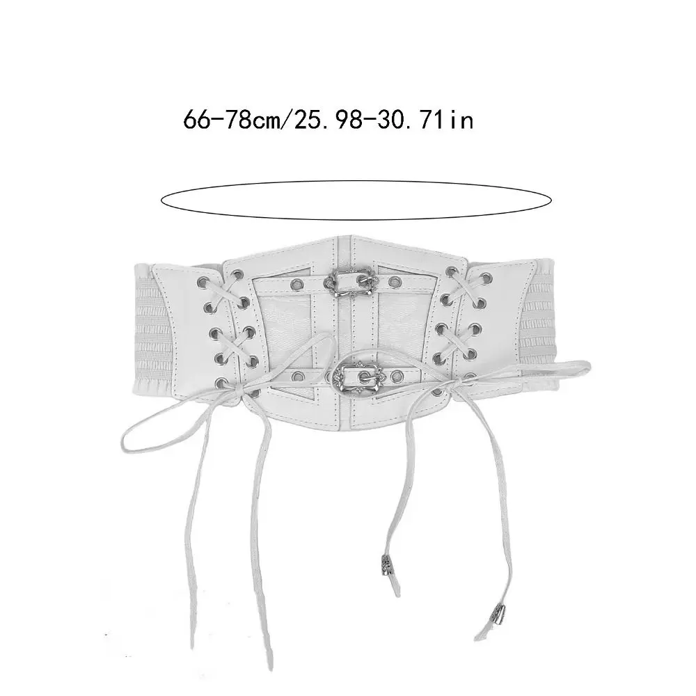 Fashion Adjustable Lace Cummerbunds Leather Solid Color Corset Belt Tie Rope Waistband Wide Waist Corset Dress