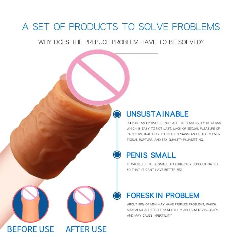 *1/3Pcs Silicone Cock Ring Sex Toys For Men Penis Enlargement Glans Foreskin Rings Male Chastity Cage Penis Massage Lock Delay - view 5