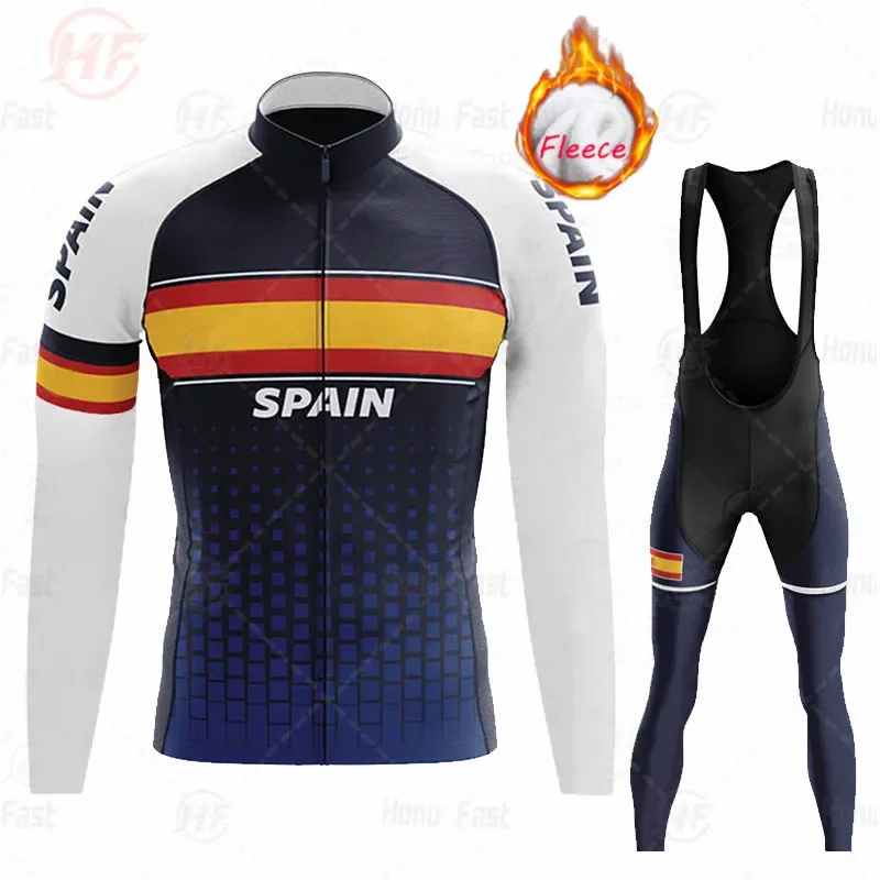 

2026 Spain Winter Cycling Jersey Set Thermal Fleece Cycling Clothes MTB Bicycle Clothing Warm Mountain Bike Cycling Wear Suit