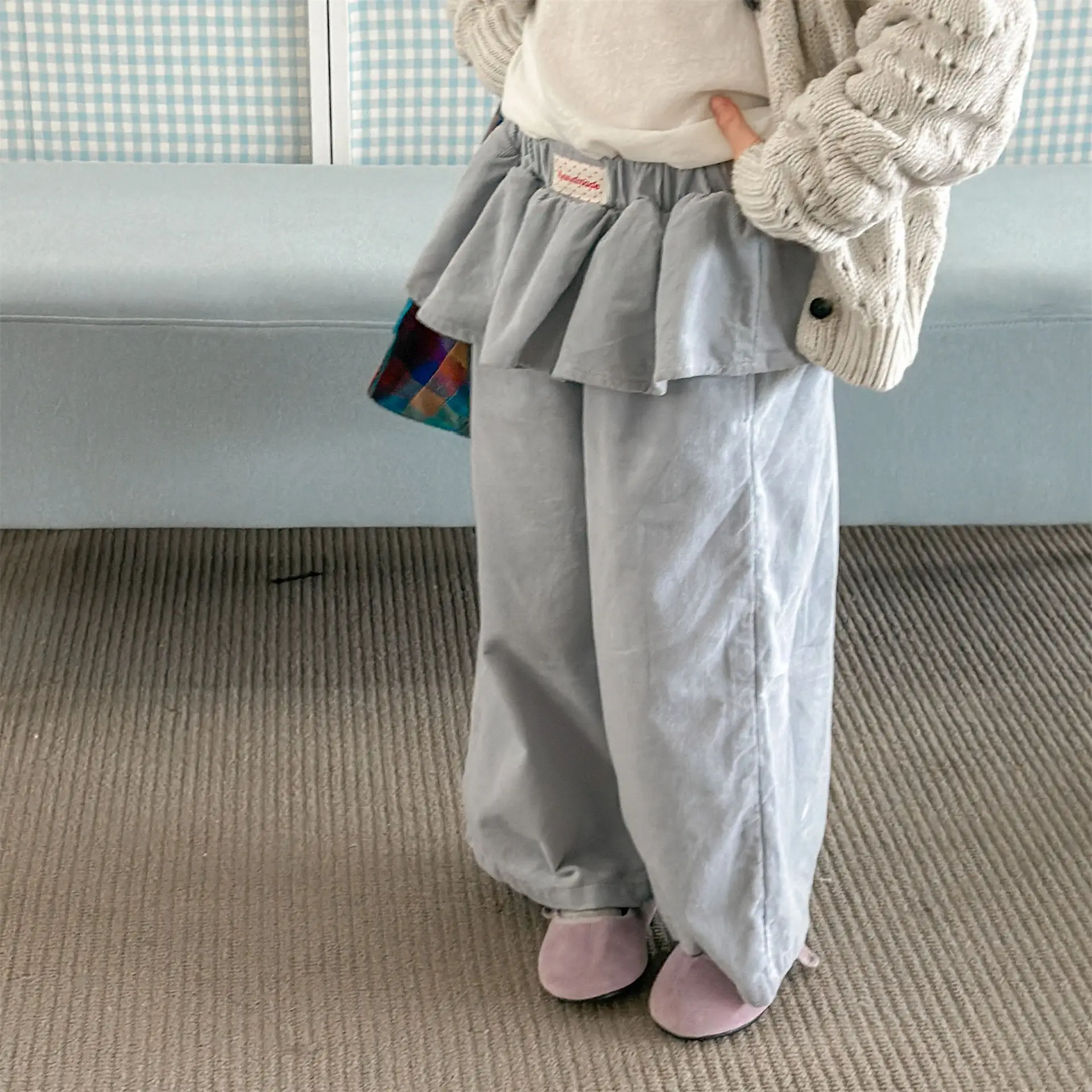 2026 Autumn New Children Wide-leg Pants Girls Loose Trousers Fashion Kids Casual Pants Solid Toddler Clothes