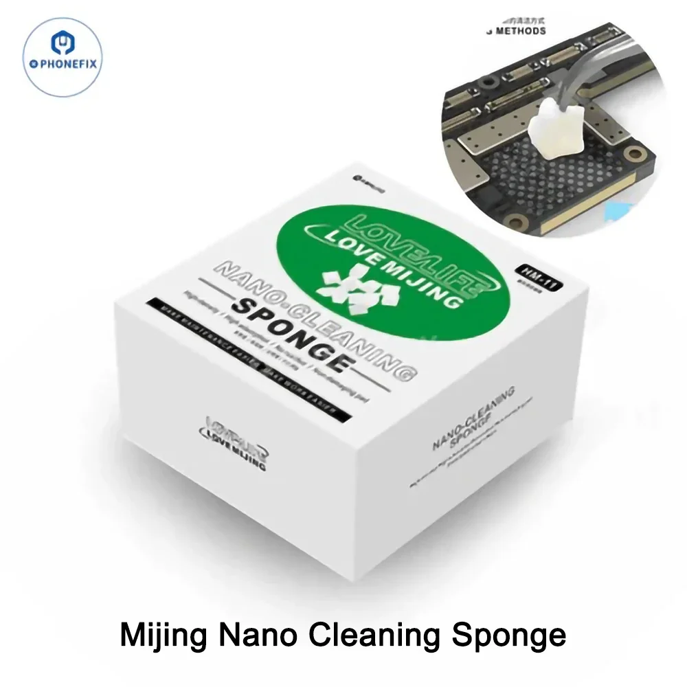 MIJING Nano Sponge Box No Floc Cleaning Sponge Compatible for Cleaning Mobile Phone Motherboard CPU Chips/Back Glass/LCD Screen