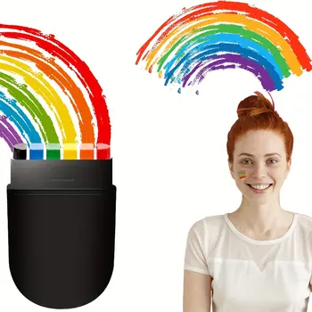 1支彩虹臉部彩繪筆,臉部蠟筆,可卸便攜式持久臉部彩繪,節日驕傲旗幟身體彩繪,派對必備 8 最佳銷售 彩虹臉部彩繪 - №6