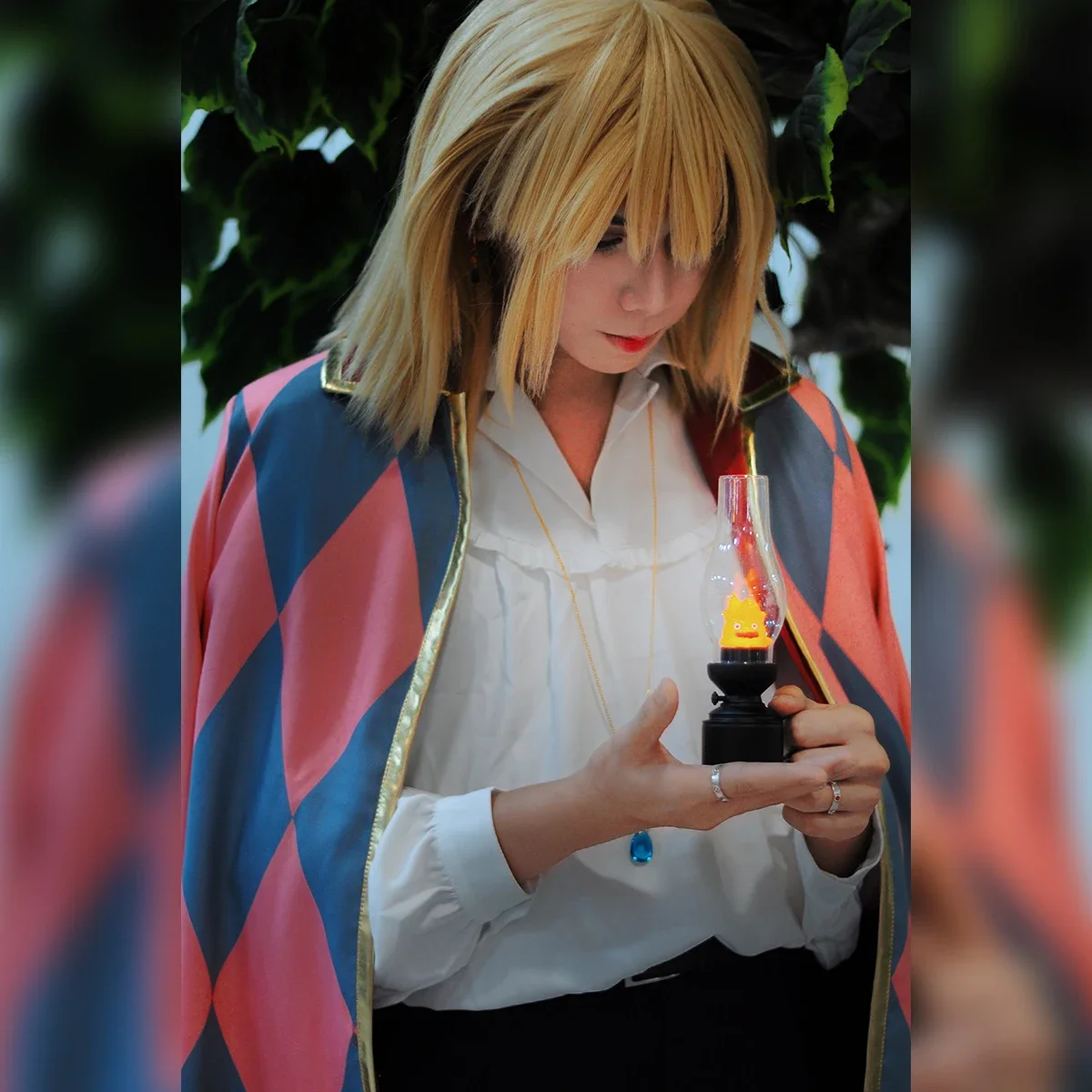 Disfraz de Cosplay de LOUN Anime Howl, montant de cuello, Everak con coussinets iniciales, chemise blanche douce, pantalon élastique noir,