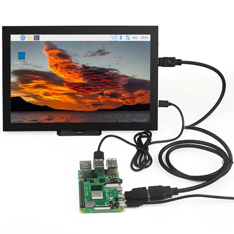 ABBH-10.1 Inch Touch Screen LCD Display with Metal Case for Raspberry Pi 3B+/4B Jetson Nano PC ,EU