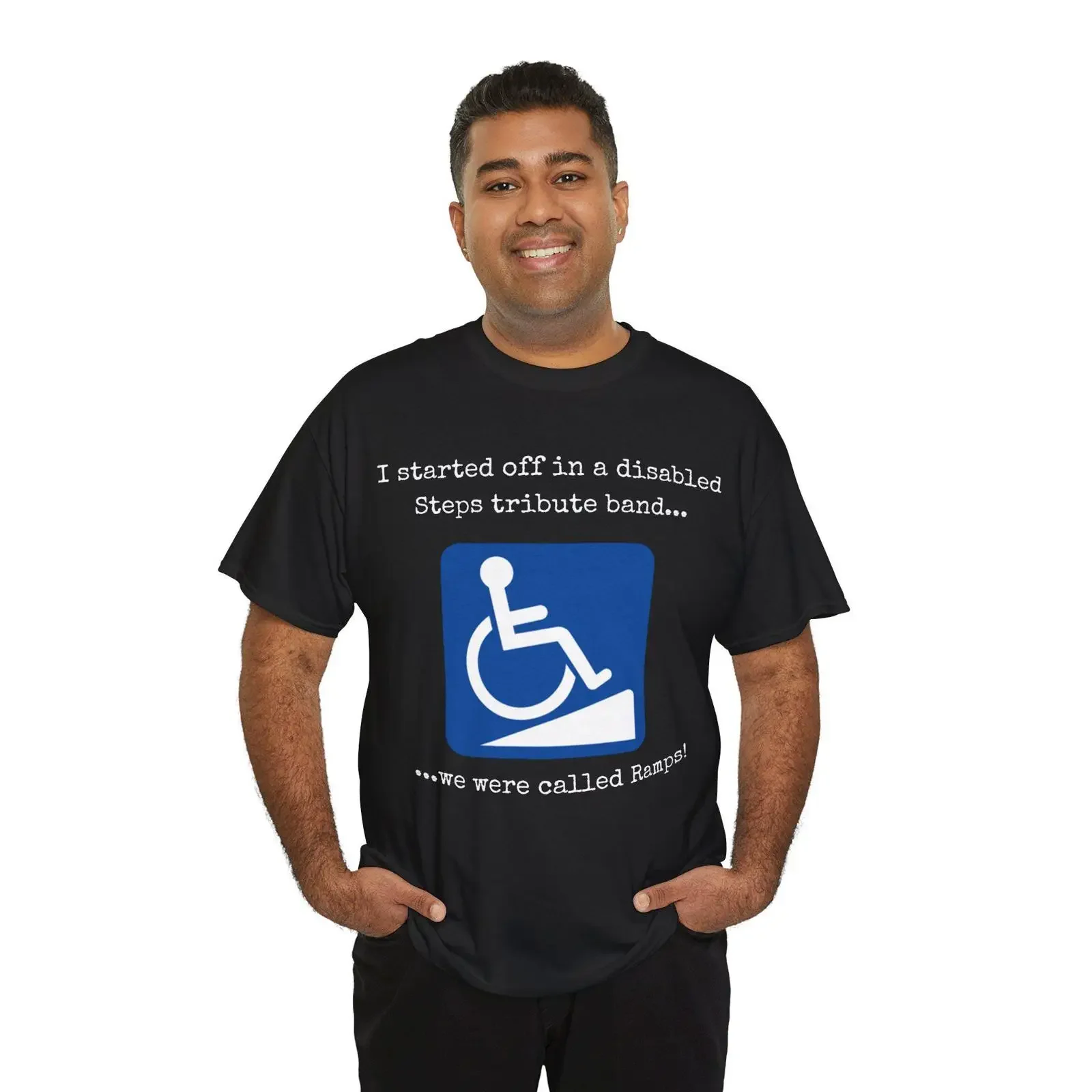 Disabled Steps Tribute Band T Shirt Disability Humor Music Joke vintage Washed homme Stretched Versatile designer clothes