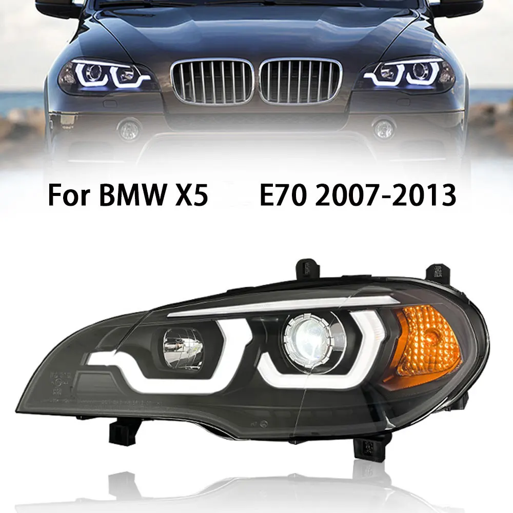 

Фары головного света для BMW E70 X5, лампа головного света 2007-2013, фары X5 DRL, сигнал поворота, фара дальнего света, объектив проектора Angel Eye