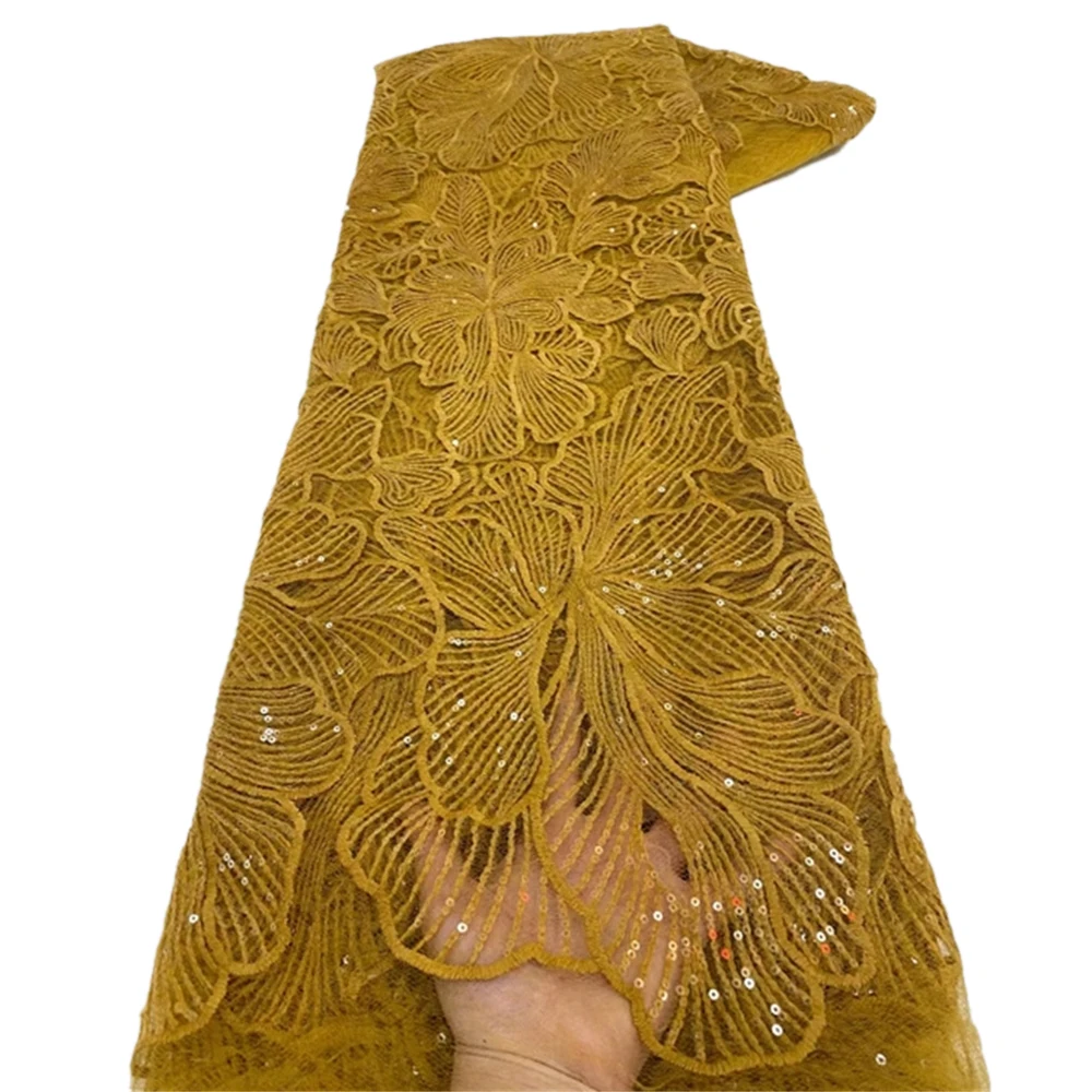 الأفريقي مطرزة الحليب الحرير الحبل أقمشة الدانتيل شير تول شبكة النسيج فساتين الزفاف عالية الجودة 5 ياردة الأنسجة الحبل الدانتيل