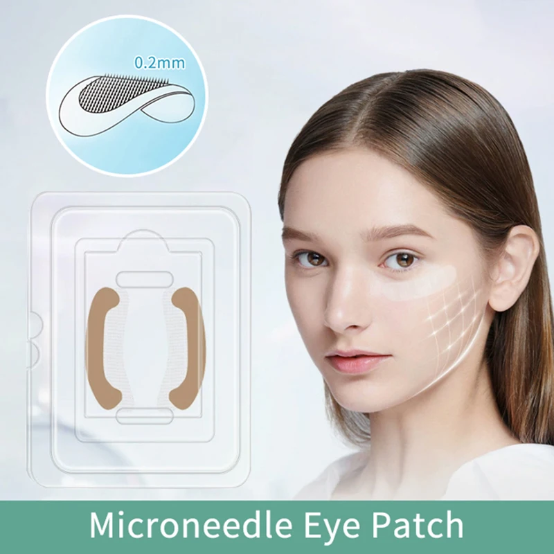 1 Pair Microneedle Eye Patches Mask Hyaluronic Acid Blemish Sticker 0.2mm Needle Length Deep Moisturizing Repair Eye Care Tool