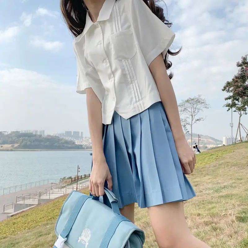 Bianco ort Sve Chiffon JK School Sle irt Donna Estate Faionable Versatile Top di piccole dimensioni Coreano Sle Loose Fit