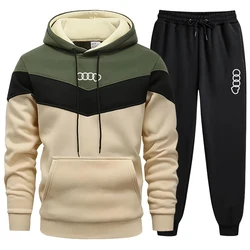 2024 neue Mode Herren Trainingsanzug Tragen Streifen Hoodies + Jogginghose 2-teiliges Set Hohe Qualität Herbst Winter Täglich Casual Jogging anzug