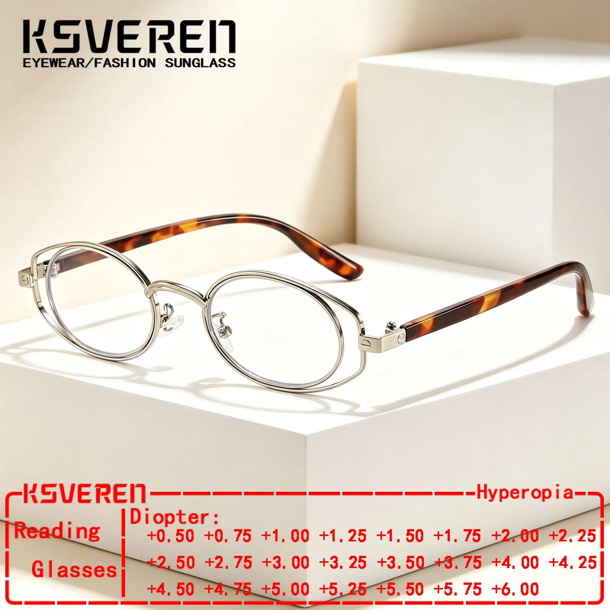 Metal Oval Small Frame Anti Blue Light Reading Glasses For Women Designer Optical Clear Presbyopic Eyewear Customize Diopter