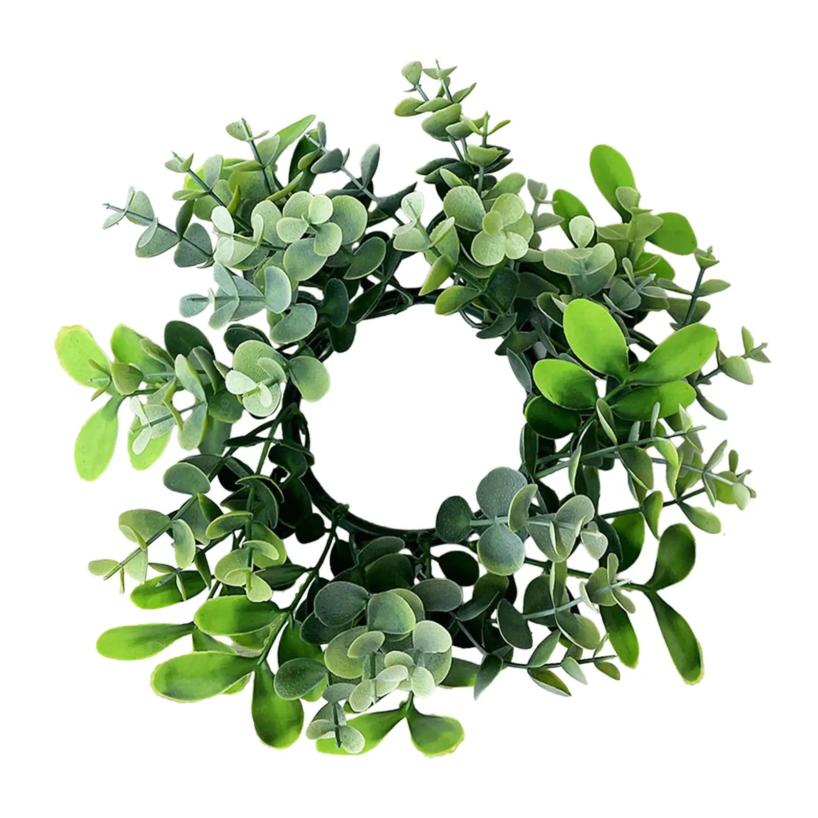 Candle Ring Artificial Eucalyptus Leaves Wreath Home Decor Rustic 9.8inch Small Wreath for Wedding Door Celebration Farmhouse