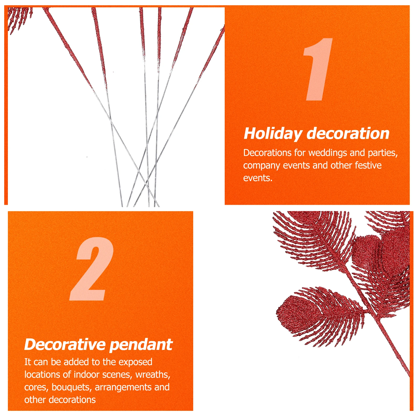 

6Pcs Artificial Leaves Christmas Decorations for Home Festive Scene Layout Romantic Wreath Adornment Xmas Props