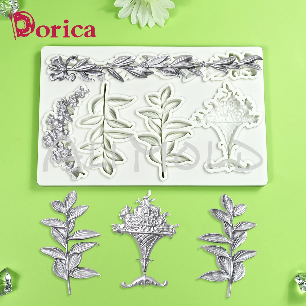 Gałęzie liście Relief Design kremówka silikonowe formy krówka foremka na czekoladki DIY gipsowa glina narzędzia do dekoracji domu naczynia kuchenne do pieczenia