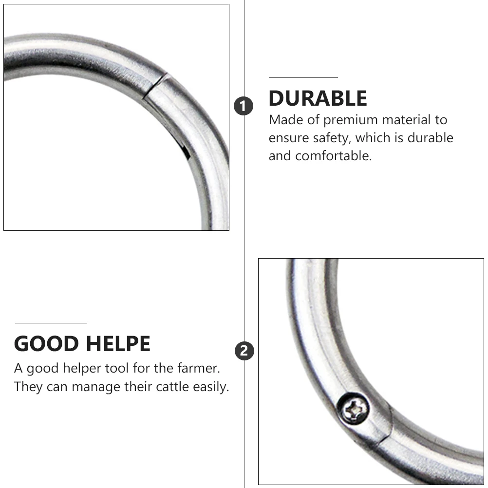 

Durable Livestock Nose Ring For Cattle Farming Traction Tool Silver Thickened Cow Nose Circle Hauling Management Supply Helper