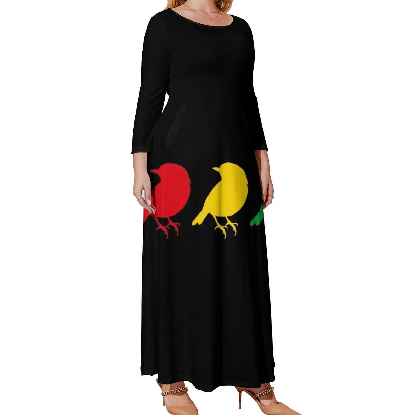 

3 little Birds - Three Birds Rasta Colors Bob Song Long Sleeved Dress Bride dresses long sleeve dresses