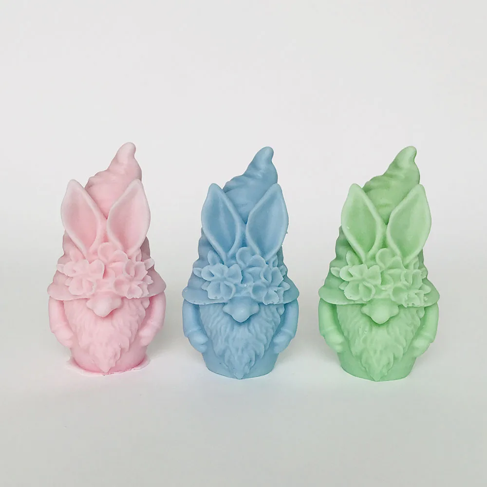 Flower Rabbit Ear goblin Christmas Silicone Mold Faceless Dwarf Scented Candle Mold Plaster Resin Ornaments  Decorative Gift