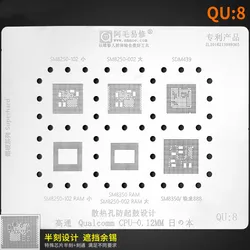 0.12MM Amaoe BGA Reballing Stencil QU8 For SM8250/SDM439/SM8350/Qualcomm Snapdragon 888/CPU Steel Mesh