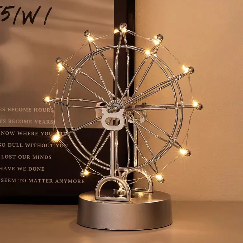 Rotating Ferris Wheel Study Room Alloy Desktop Small Tools High End Office LED Tabletop Decoration Living Room Home Decor Gift