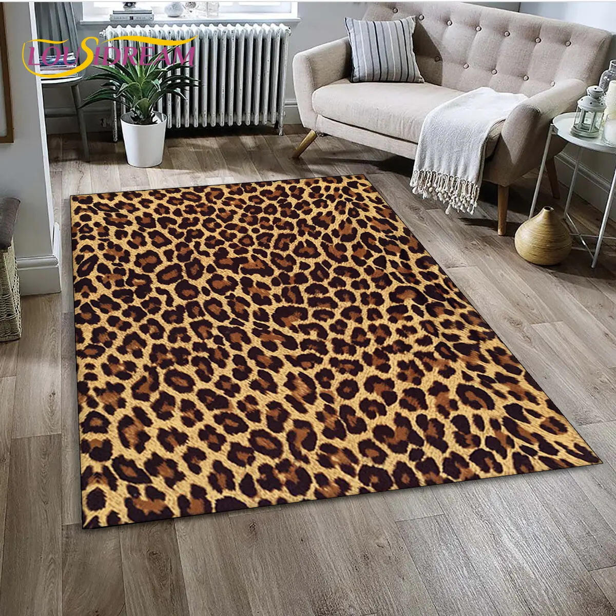 3D Wild Leopard Print Series Area Rug,Carpet Rug for Home Living Room Bedroom Sofa Doormat Kitchen Decor,kids Non-slip Floor Mat