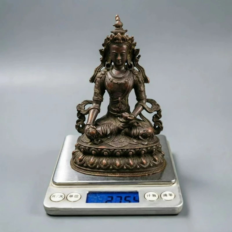 Retro Bronze Carving Tantric Buddhism Nepal Green Tara Buddha Statue Home Living Room Desktop Worship Ornaments Crafts Gifts