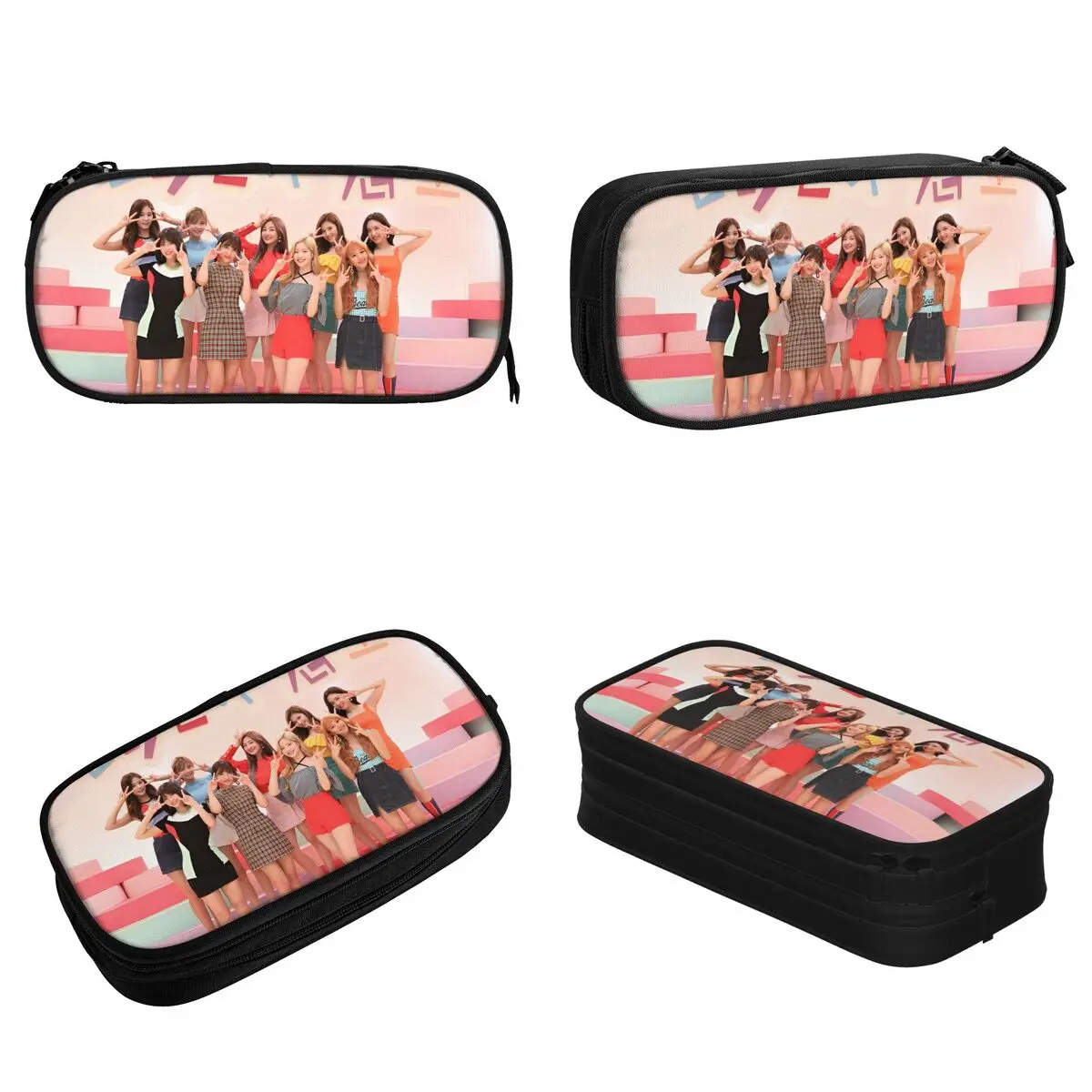 K-POP-TWICE Idol Pattern Pencil Case Pencilcases Pen Holder for Student Large Storage Bags School Supplies Zipper Stationery