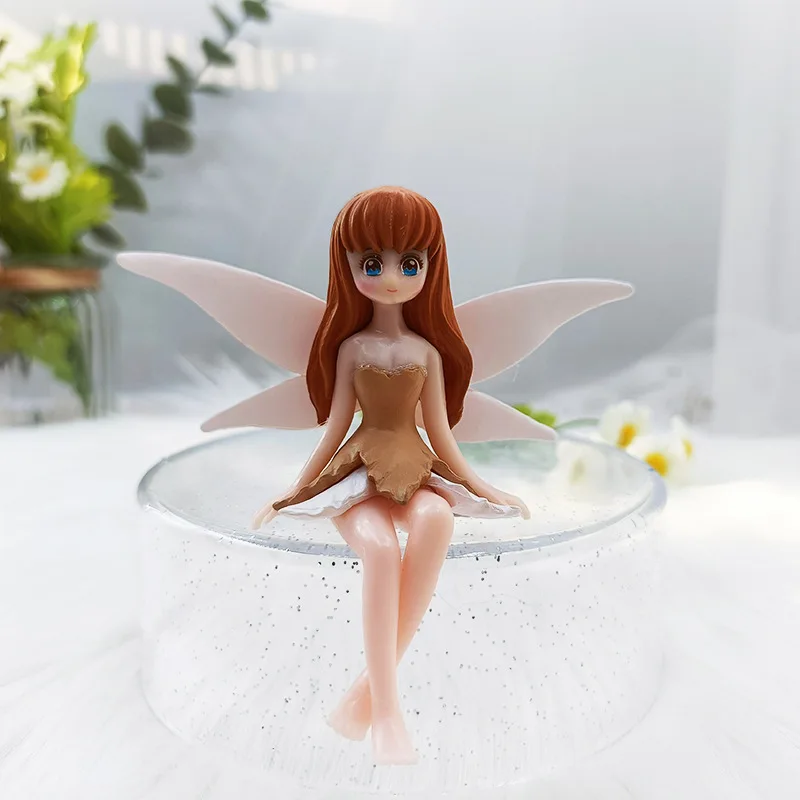 Cartoon Angel Girl Doll Model Cute Girl Heart Creative Flower Fairy Flying Wing Garden Doll Desktop Cake Decoration Ornaments