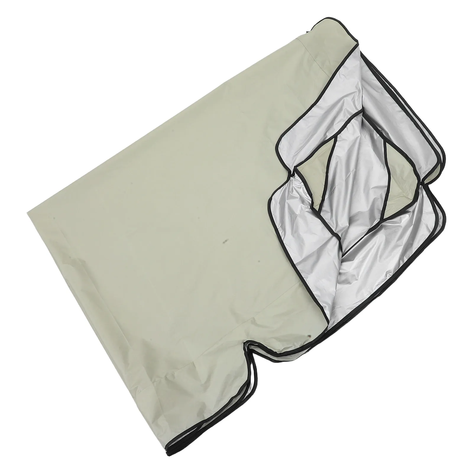 Beige Garden Swing Cover Waterproof Outdoor Polyester Scalloped Edge Elastic Fix Dust Proof Patio Swing Protector