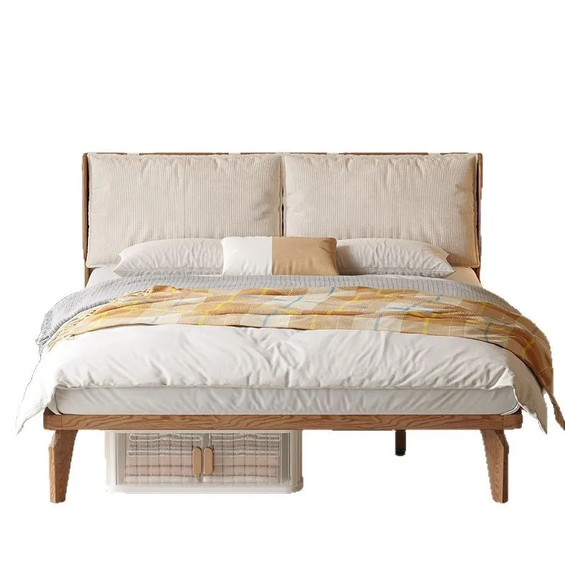 

Solid wood flush bed, bedroom small apartment single double bed