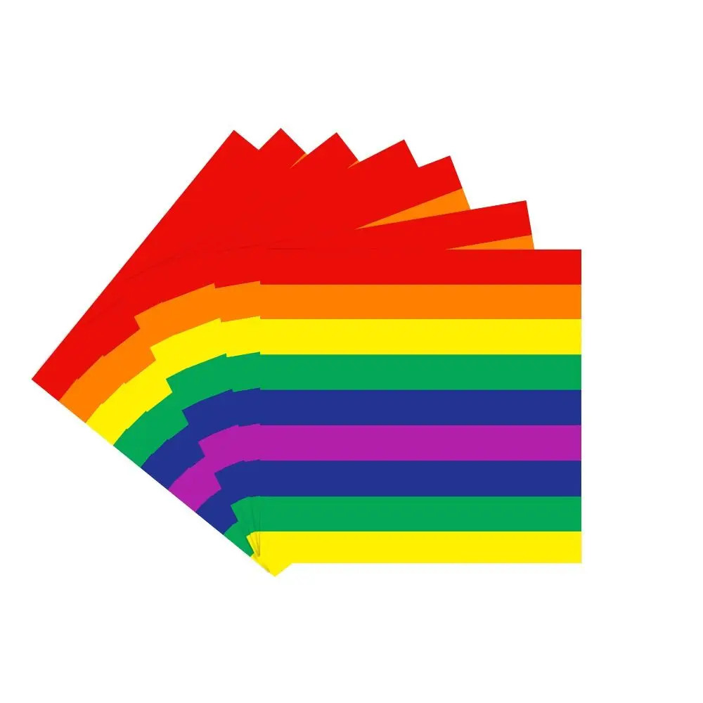 Servilletas de vajilla a rayas de arcoíris coloridas, suministros para fiesta del Día del Orgullo, platos de papel desechables, no se deforma fácilmente, creativos