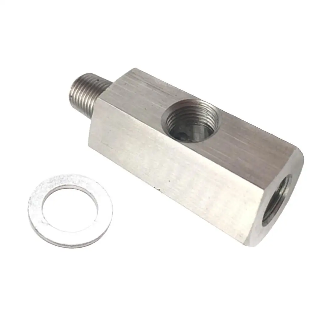 Precision Oil Pressure Sensor Adapter M10x1.0 Both Sides Plus 1 8 NPT Stainless Turbo Feed Fitting for Accurate Gauge Setup