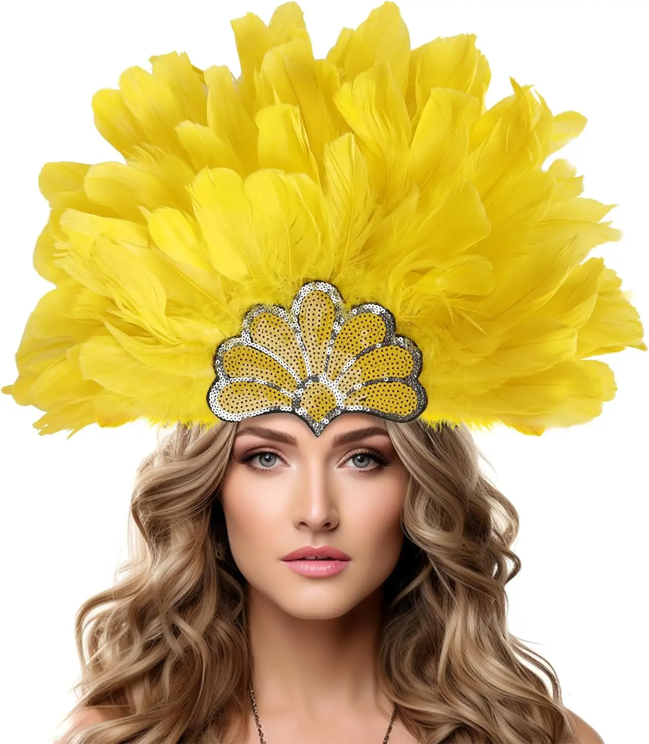 Women's Black Feather Headpiece Carnival Caribbean Headdress Showgirl Accessories cosplay 코스프레 코스프레