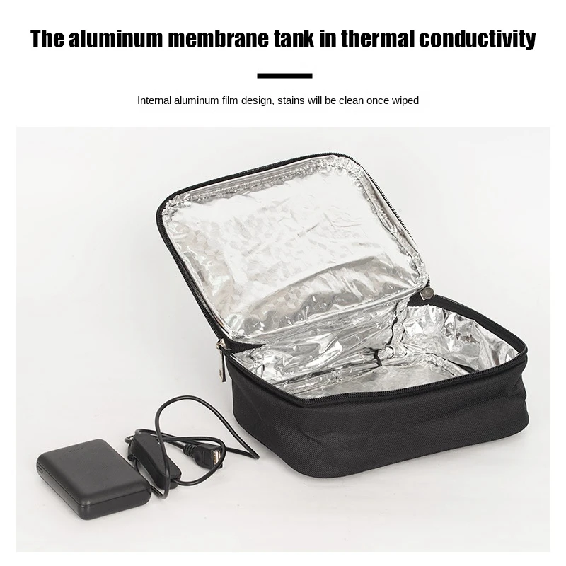 USB Power Bank Food Heating Lunch Box Waterproof Picnic Food Warmer Container Bag Electric Lunch Box Bag