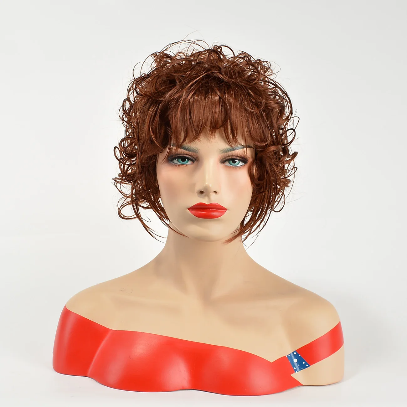 Peruka damska z włosów syntetycznych, odporna na wysokie temperatury, kręcone włosy, puszyste kręcone doczepy, peruka zakrywająca całą głowę.