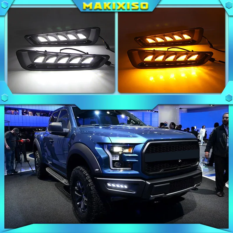 

2 шт., водонепроницасветодиодный светодиодные дневные ходовые огни для Ford F150 Raptor 2016 2017 2018 2019