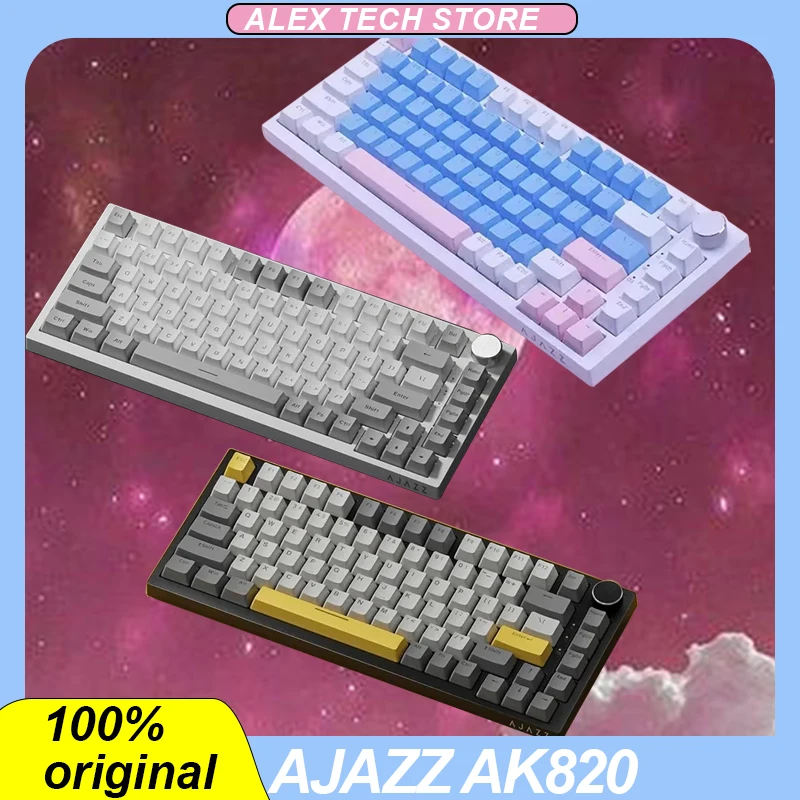 

Ajazz Ak820 Pro Mechanical Keyboard Rgb Tri-Mode Gaming 75% Gasket-Mounted Bluetooth Wireless & Type-C Wired Custom Tft Screen