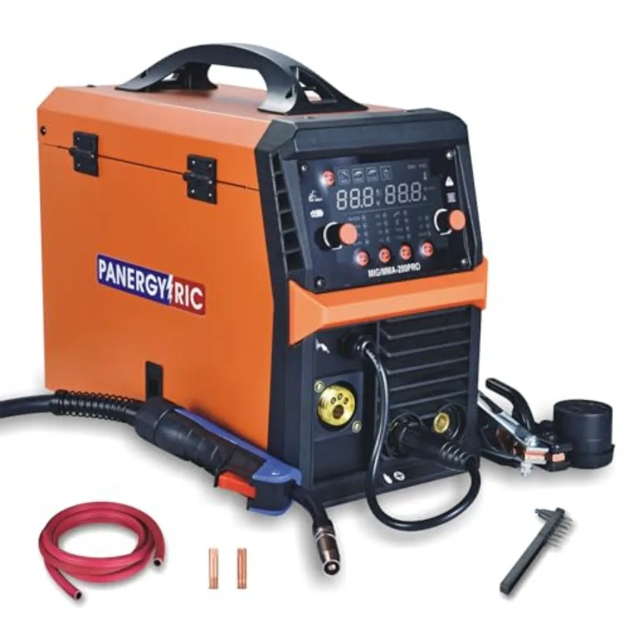 

Mig Welder 200A Synergic Wire Feed Welder Portable Welding Machine 4 in 1 Gas MIG/Flux Core MIG/Stick/Lift TIG Multi-Process We