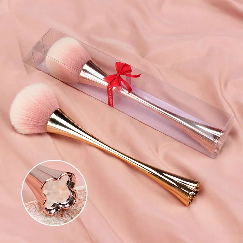 Four-Leaf Clover Brush Can Stand Tall Glass Beauty Brush With Mirror Small Waist Nail Dust Brush