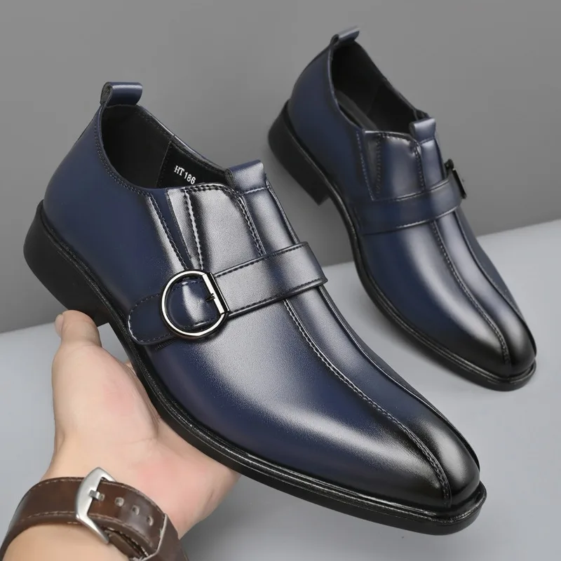 Size 38-47 Luxury Designer Shoes for Men Fashion Men Dress Shoes Solid Color Wedding Shoes Male Buckle Designer Man Leather Shoe #6