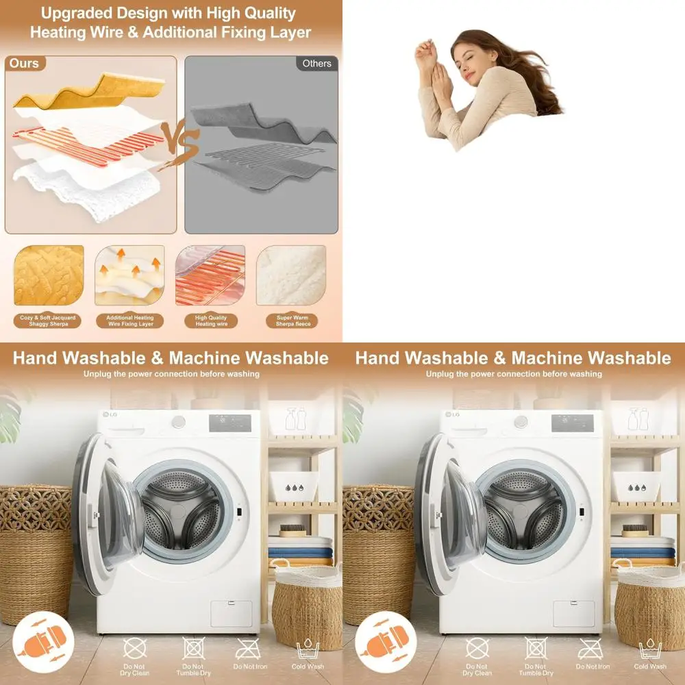 

Full Size 72x84 Yellow Sherpa Electric Blanket - 6 Heat Levels, 10-Hour Timer, Overheat Protection for Cozy Winter Nights