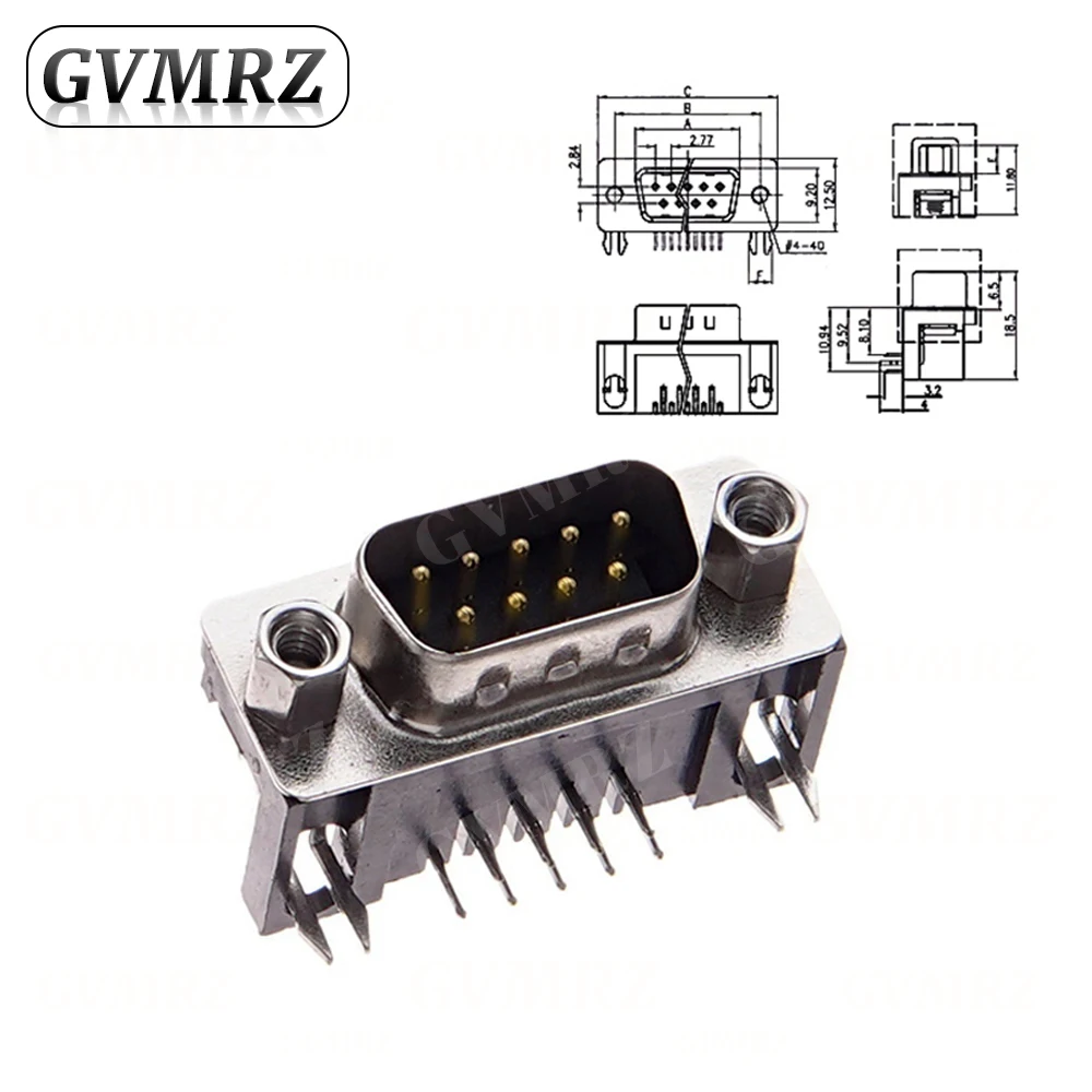 5PCS DR9 DR15 DR25 Female Male PCB Mount D-Sub PCB Connector RS232 Connector 90-degree Bent Needle DB9 DB15
