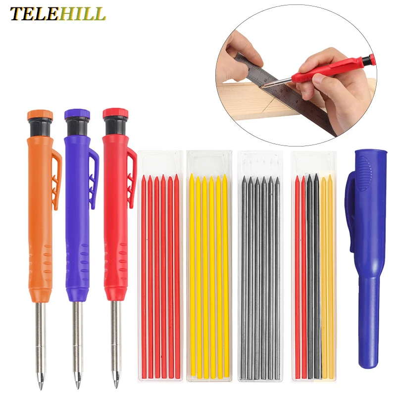 Carpenter Pencil Holder Deep Hole Mechanical Marker Stand Pocket Clip Woodworking Construction Pencil Line Drawing Scribe Tool